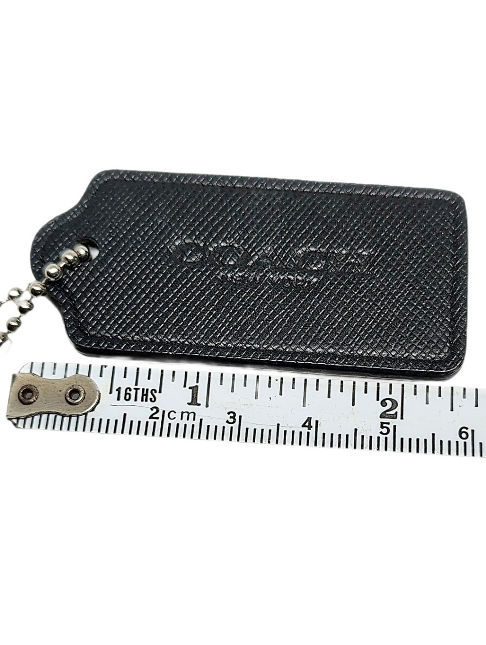 🆕 Coach 2.25" Black Crossgrain Leather Hangtag Bag Fob Charm Keychain RARE - Picture 5 of 5